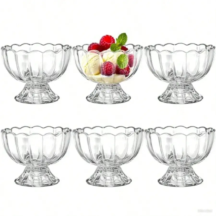 6 Pack Glass Dessert Bowls 4 Oz Glass Ice Cream Cups Mini Trifle Footed Dessert Bowls For Dessert Sundae Ice Cream Salad Cocktail Condiment Trifle