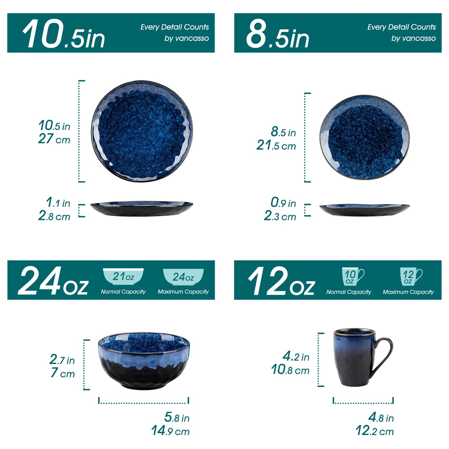 MALACASA Ceramic Dinnerware Set 16/32/48-Piece Service For Four