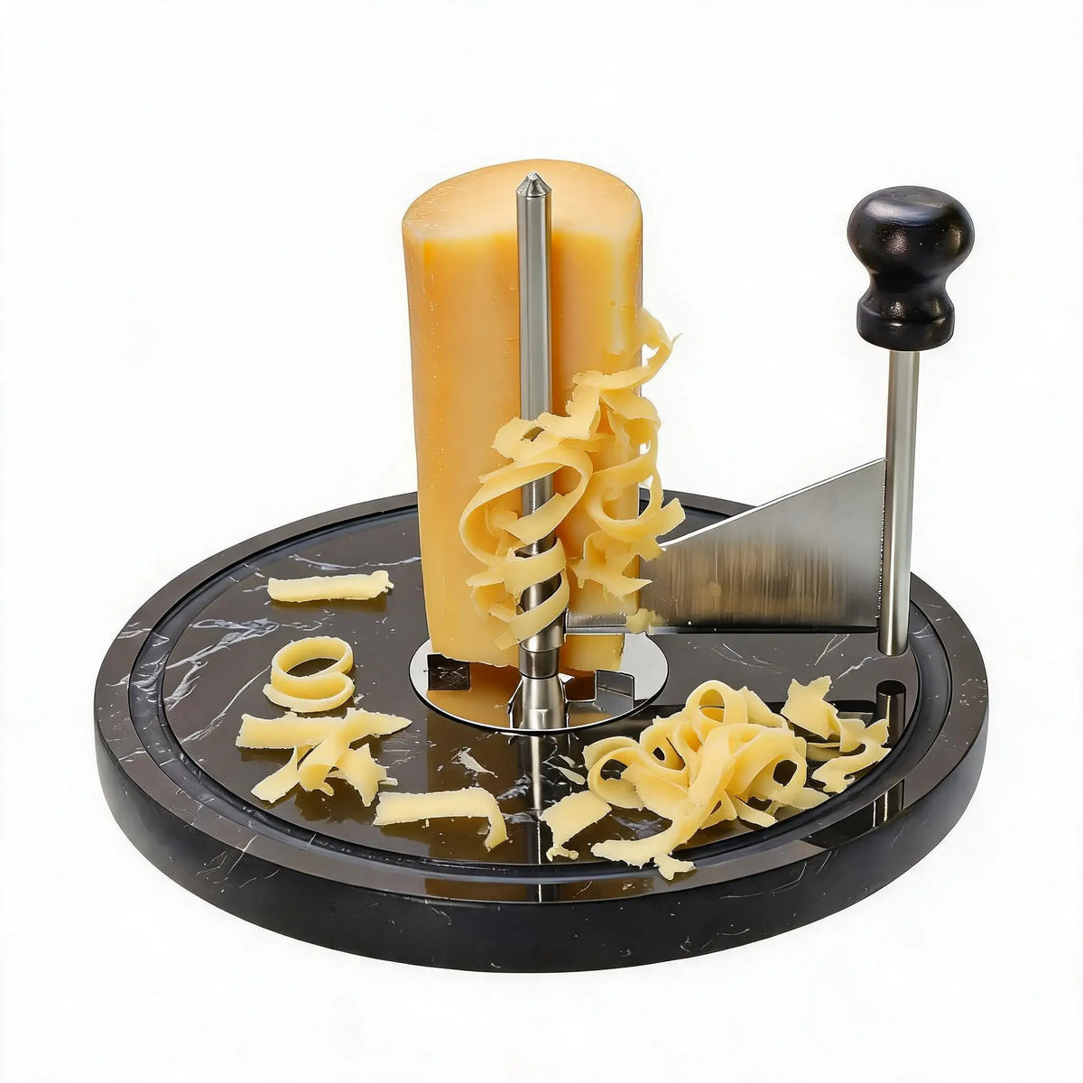 Cheese Curler with Marble Base, Stainless Steel Blade Cheese Shaver for Charcuterie Board and Table Vegetables Cutter Kitchen Gadgets