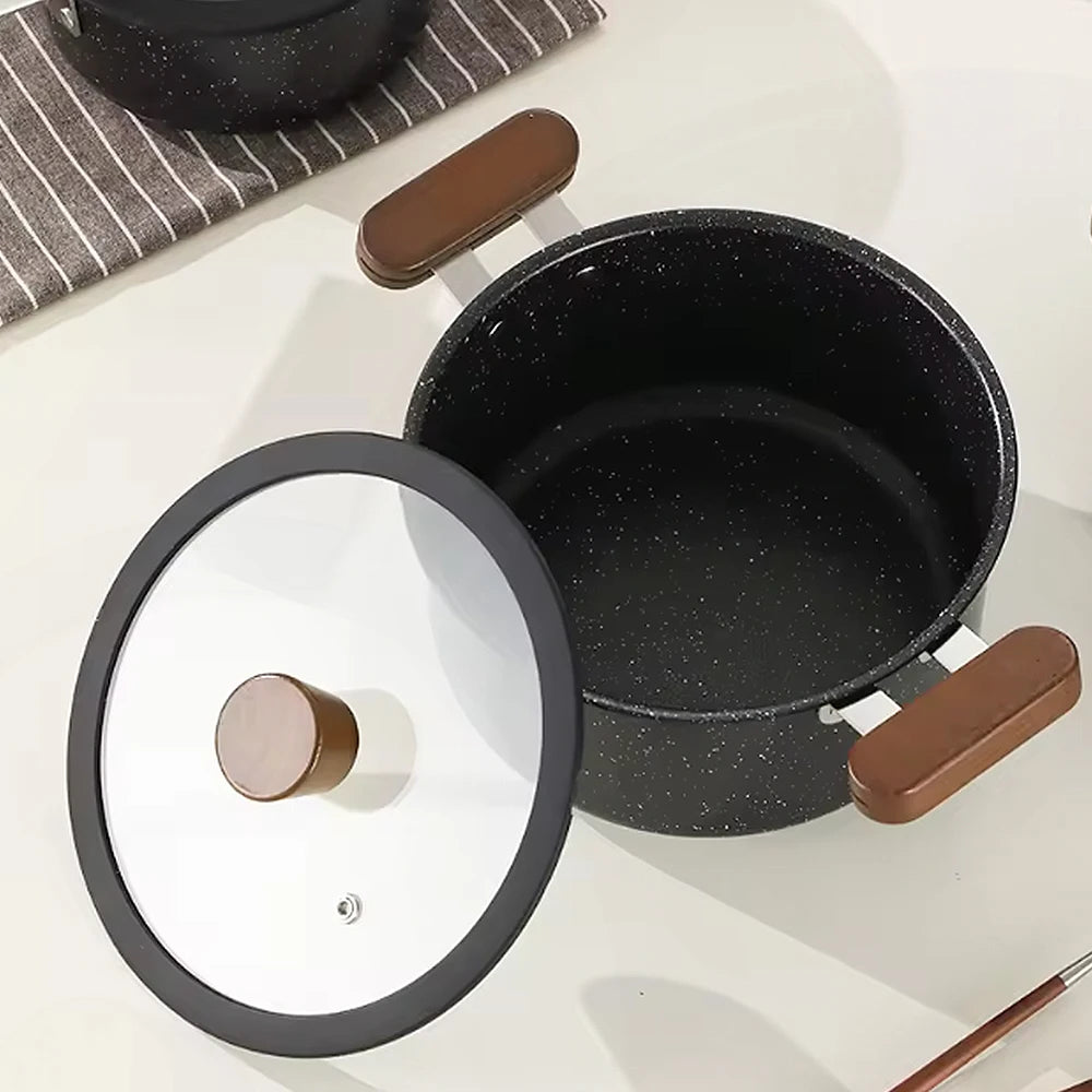 Complete 5-Piece Non-Stick Cookware Set Stainless Stainless Pots and Pans with Glass Lids & Handles Kitchen Cooking Set