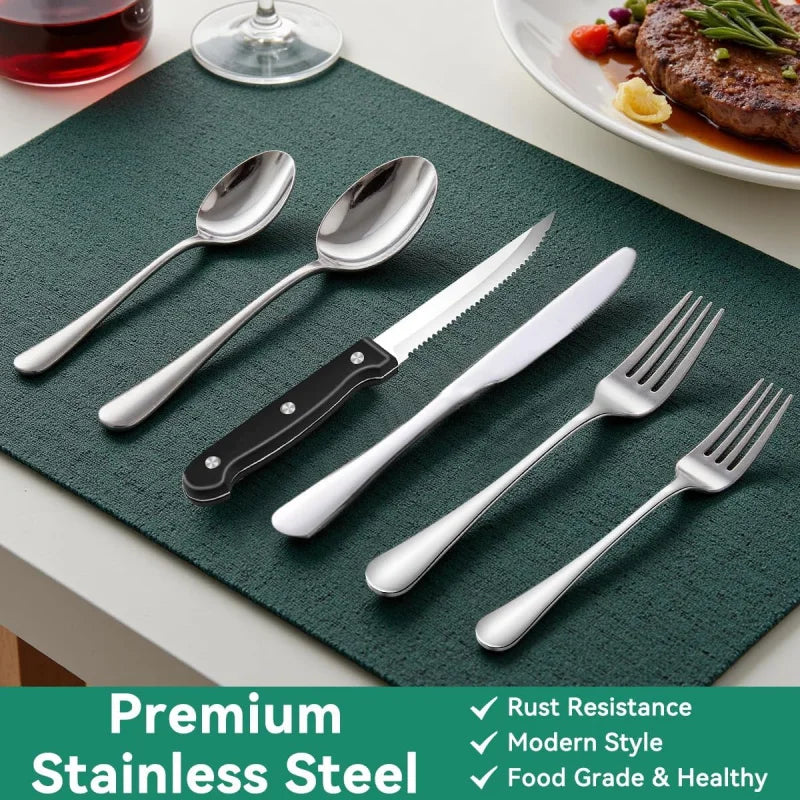 JUNLIN Stainless Steel Silverware Set with Cutlery Organizer for 8