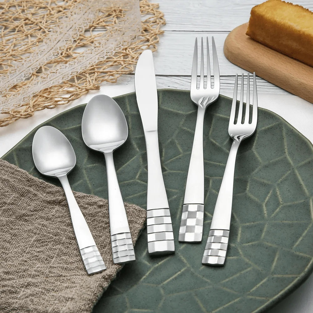 Flatware Set 20 Pieces Stainless Steel Silverware Flatware Set Cutlery Set, Utensils Set Service For 4 Including Spoon, Fork, K