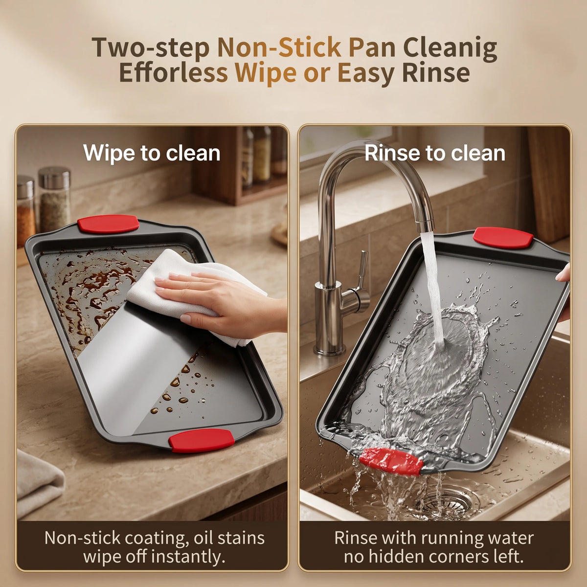 Carbon Steel Nonstick Baking Pan Set For Cookies Cakes Pizza