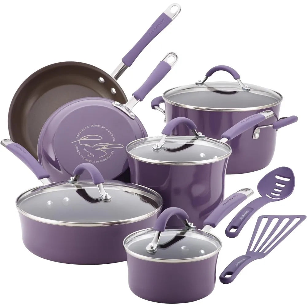 Lavender Purple Nonstick Cookware Set, 12-Piece Pots and Pans