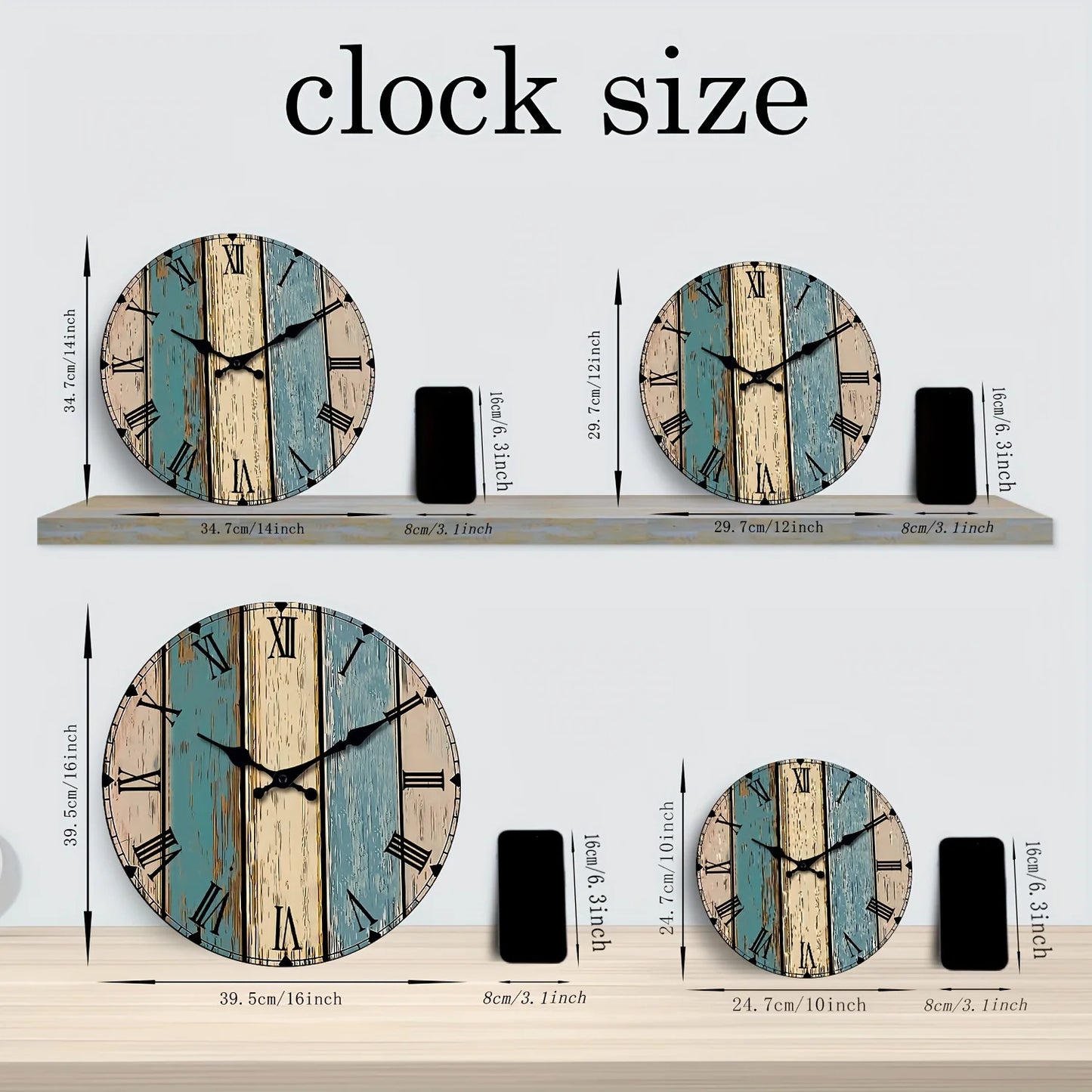 1pc vintage imitation wood texture wooden wall clock, silent silent clock, suitable for living room bedroom room Spiritual Home