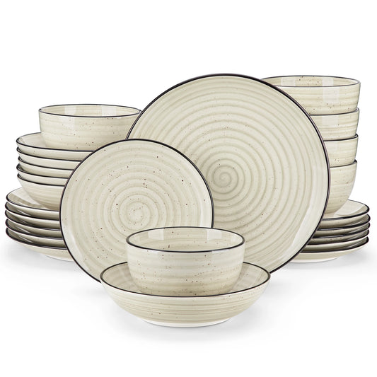 MALACASA 24-48 Piece Ceramic Dinnerware Set For Everyday Dining