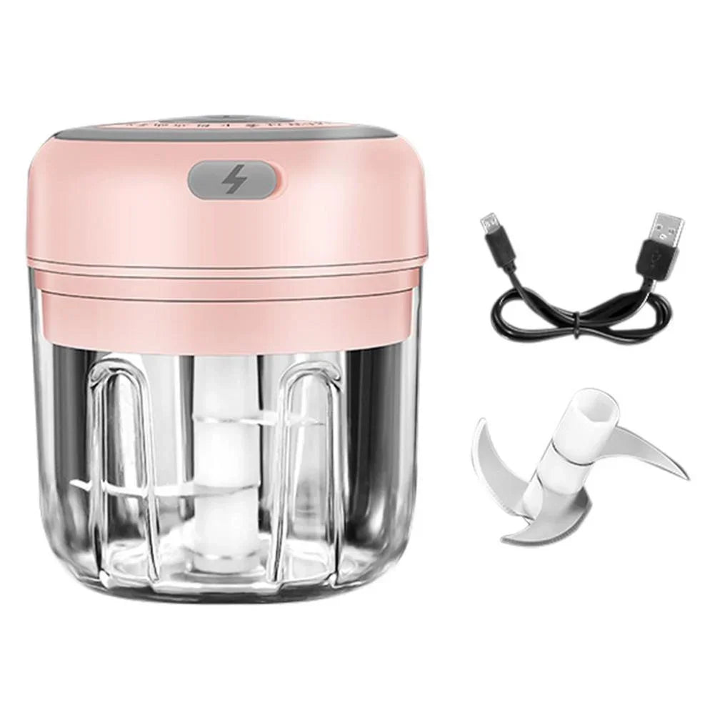 250ML Electric Garlic Chopper USB Charging Ginger Masher Sturdy Durable Chili Vegetable Crusher Kitchen Tool for Home Daily Cooking Restaurant Sauce Making Gadget Easy Use Compact Small Size for Women Men Family Friend Housew