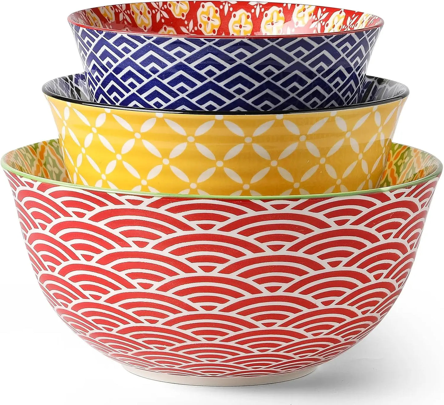 Ceramic Mixing Bowls Nesting Set For Baking And Salad Prep