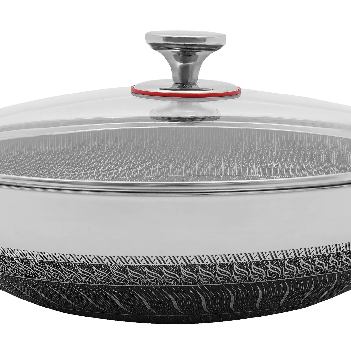 410 Stainless Steel Skillet with Lid, Stainless Steel Frying Pan,14 Inch Non Stick Paella Pan with Practical Handles Vapor Hole for Frying, Sauteing, Deep-frying