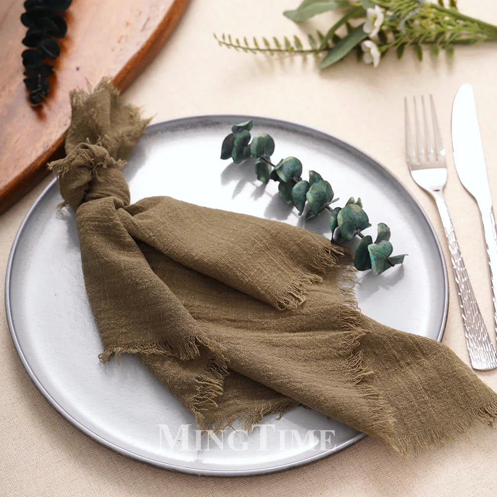 12pcs 42x42cm Cotton Gauze Cloth Napkins Versatile for Dining Wedding Home Decor Rustic Linen Table Napkin Mats Tea Towels