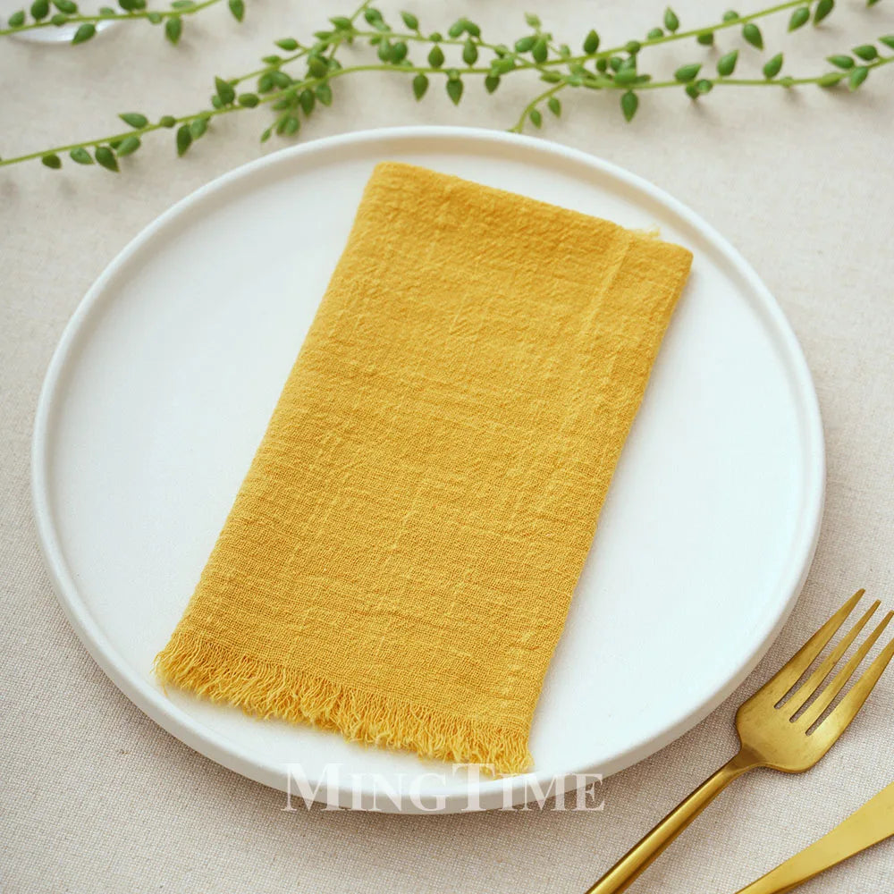 12pcs 42x42cm Cotton Gauze Cloth Napkins Versatile for Dining Wedding Home Decor Rustic Linen Table Napkin Mats Tea Towels