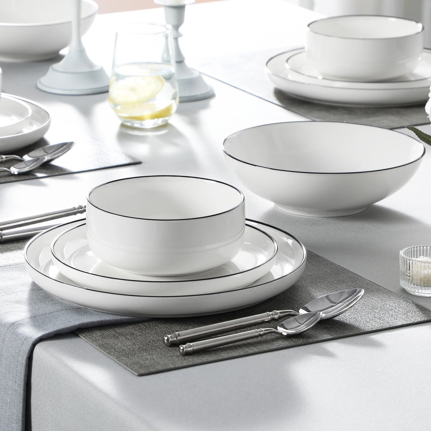 MALACASA Ceramic Dinnerware Set Porcelain Plates And Bowls For 6