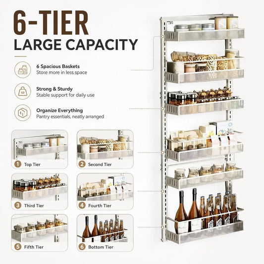 Garvee Over The Door Stainless Steel Kitchen Spice Rack Organizer