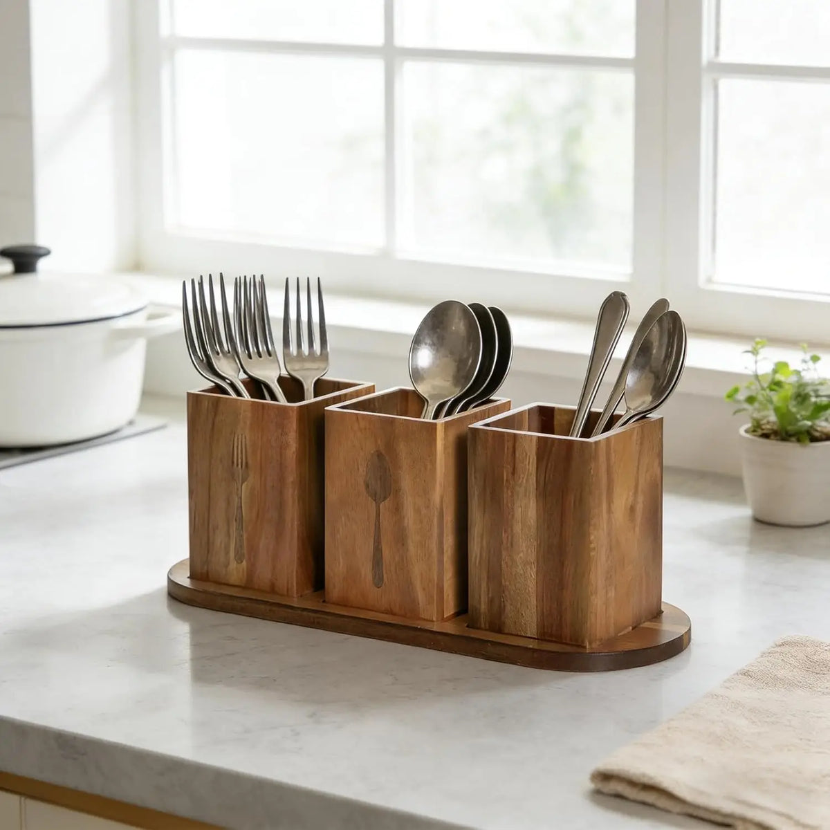 Garvee Acacia Wood Kitchen Utensil Holder Storage Organizer