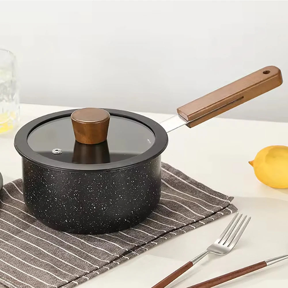 Complete 5-Piece Non-Stick Cookware Set Stainless Stainless Pots and Pans with Glass Lids & Handles Kitchen Cooking Set