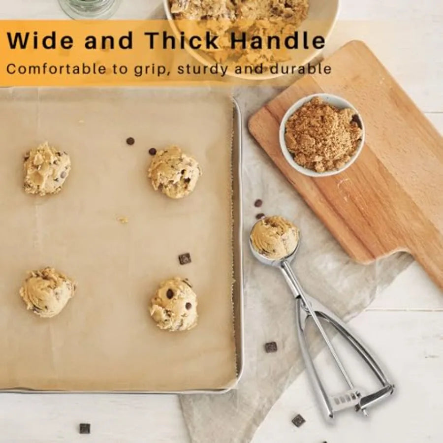 Cookie Scoop Set - Small/1 Tbsp, Medium/2 Tbsp, Large/3 Tbsp - Cookie Dough Scoop, Cookie Scoops for Baking Set of 3, Heavy-Dut