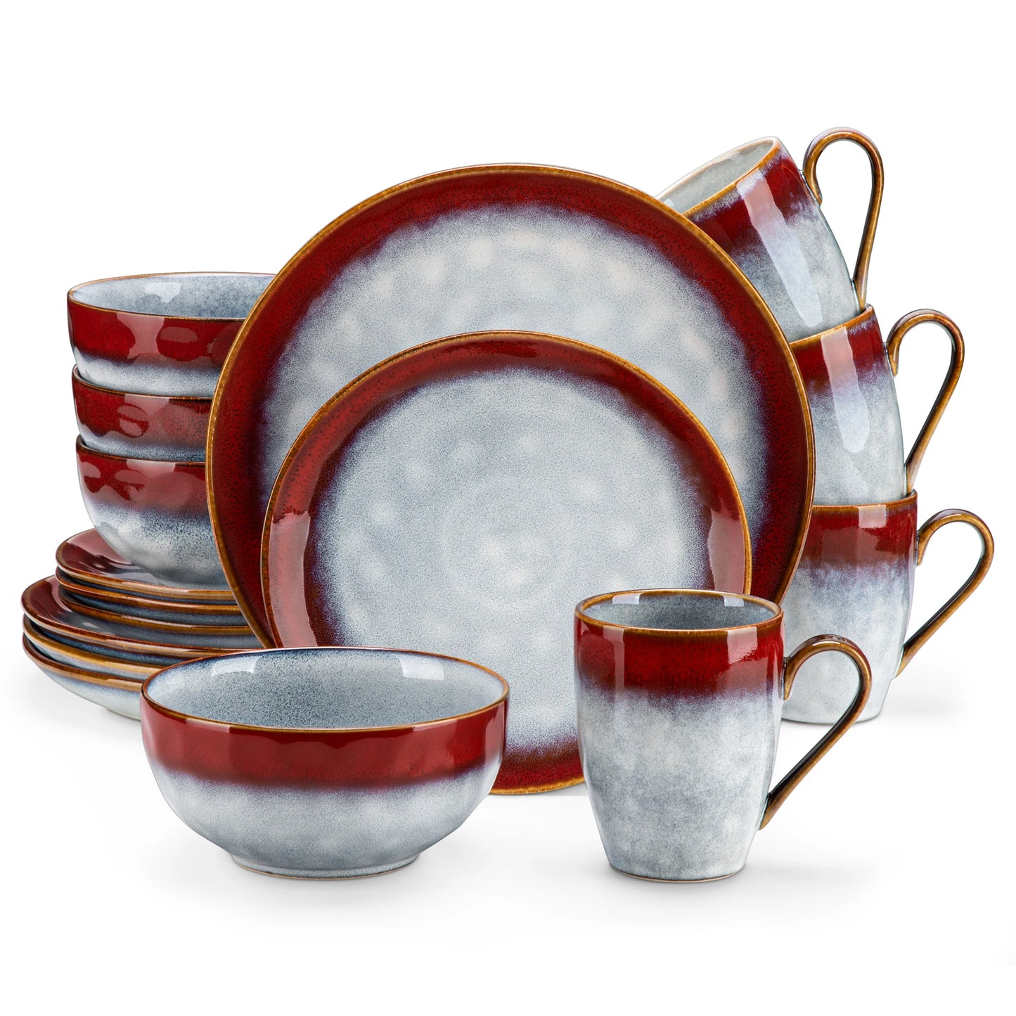 MALACASA Starry Dinnerware Set Kiln Glaze Dinner Service for 4