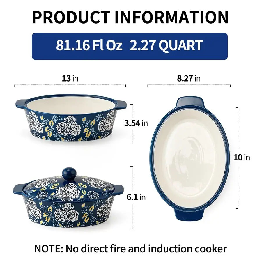 Casserole Dish With Lid, Casserole Dishes for Oven, Baking Dish Lasagna Pans For Cooking, Oval Baking Pan, Dutch Oven, Perfect f