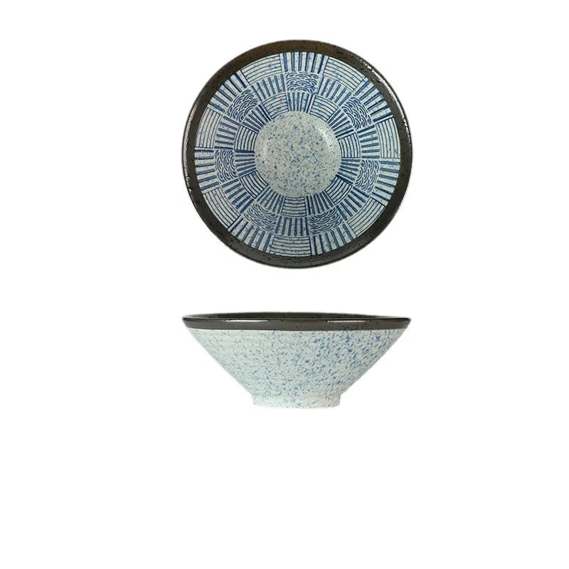 Japanese Ramen Bowl Sea Ripple Ceramic Beef Noodle Soup Bowl