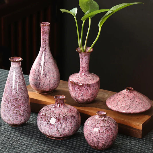 Minimalist Glaze Ceramic Vase, Creative Home Ornament, Small Flower Arrangement, Living Room Decoration, Kiln