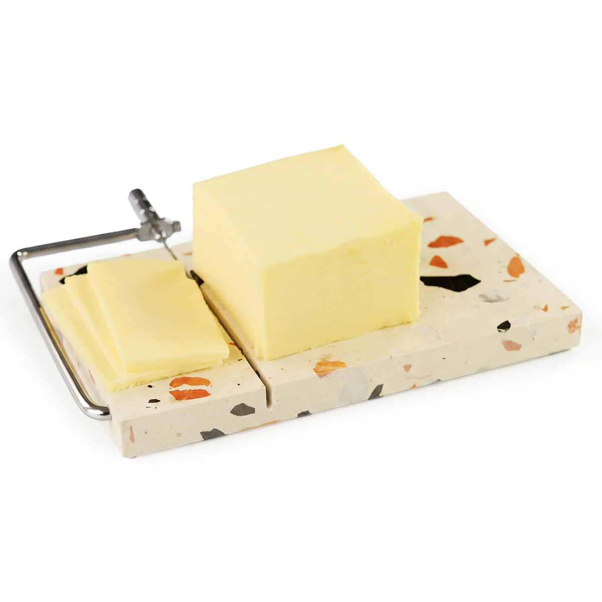 `Cheese Slicer Board, 8.5×7.1 Inch Natural Marble Cheese Cutter with Wire Slicer, Multi-Purpose Food Slicer for Cheese Butter Meat`