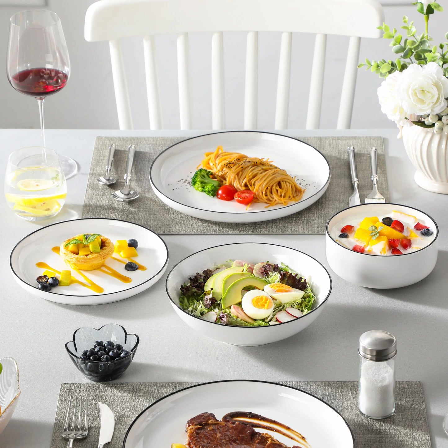 MALACASA Ceramic Dinnerware Set Porcelain Plates And Bowls For 6