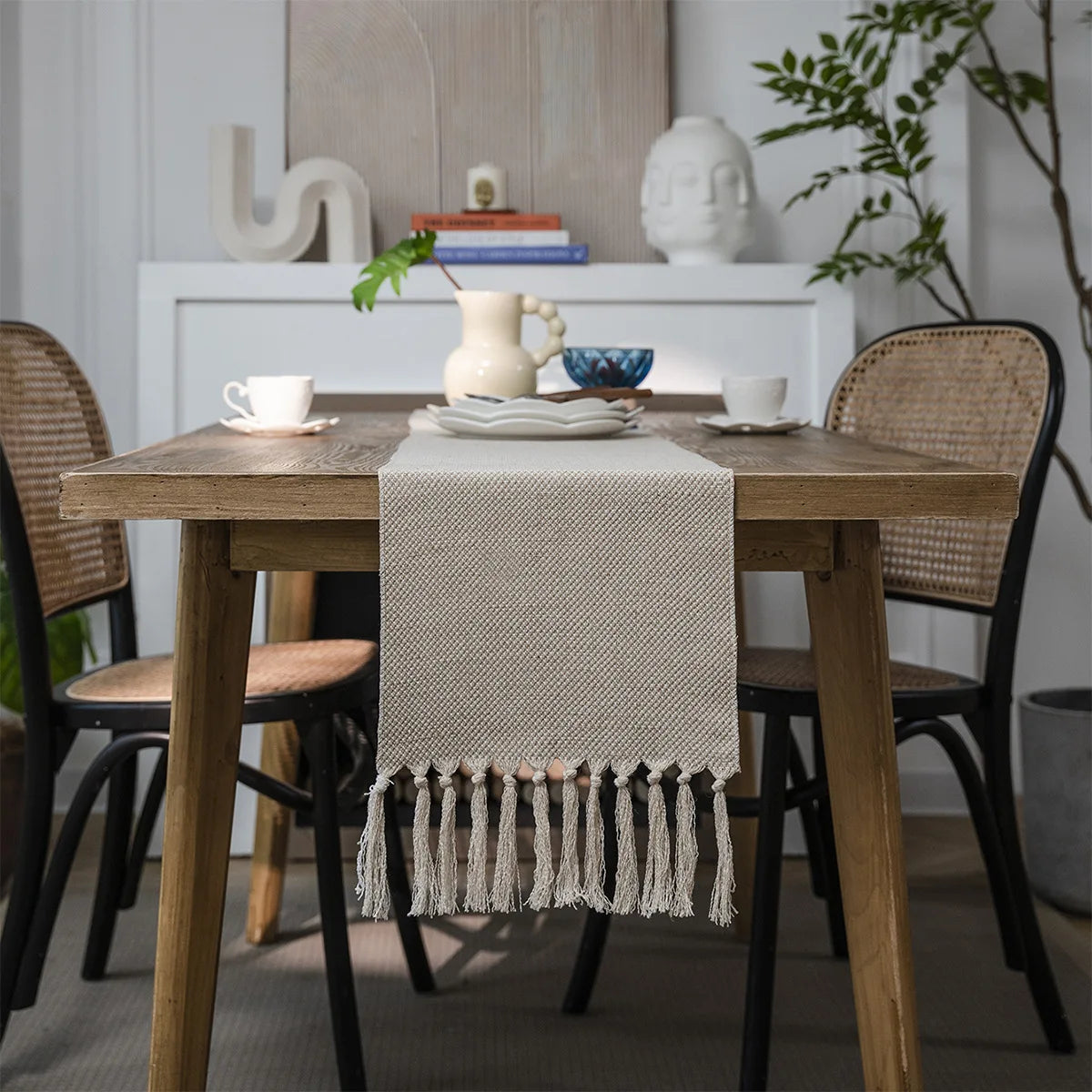 Table Runner Nordic Jacquard Geometric Table Flag Tassel Fashion Tea Flag Dining Flag Long Polyester Cotton Tablecloth