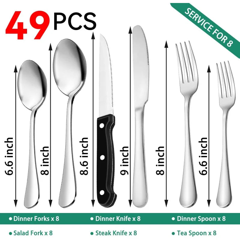 JUNLIN Stainless Steel Silverware Set with Cutlery Organizer for 8