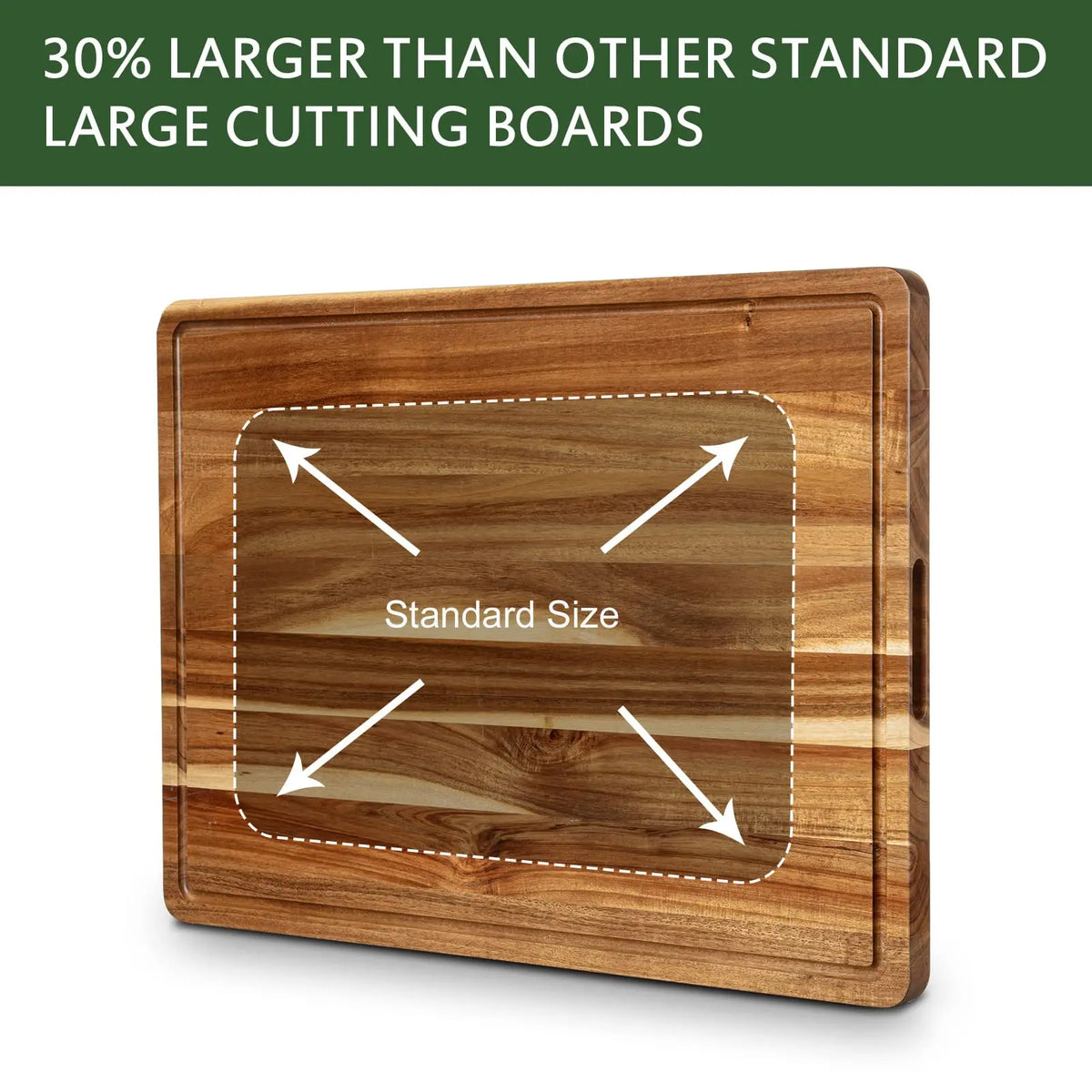Acacia Wood Butcher Block Cutting Board Handle Juice Groove
