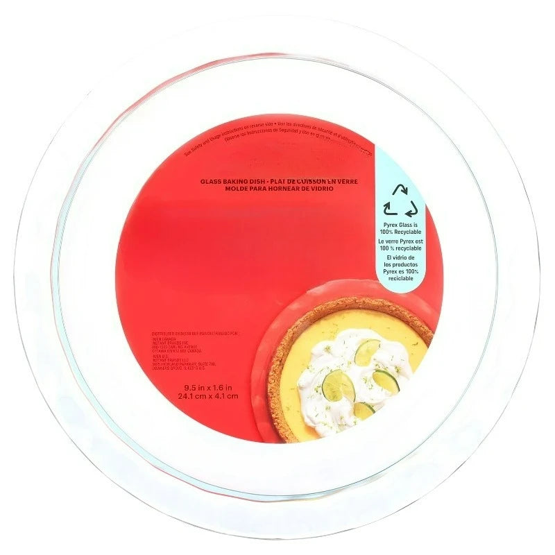 Glass Pie Plate 9.5",  Easy Grab, 1 Piece