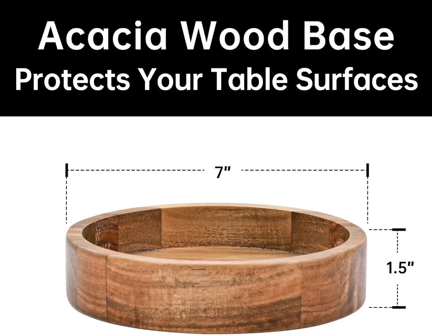Large Glass Salad Bowl Set with Acacia Wood Base and Serving Utensils for Parties