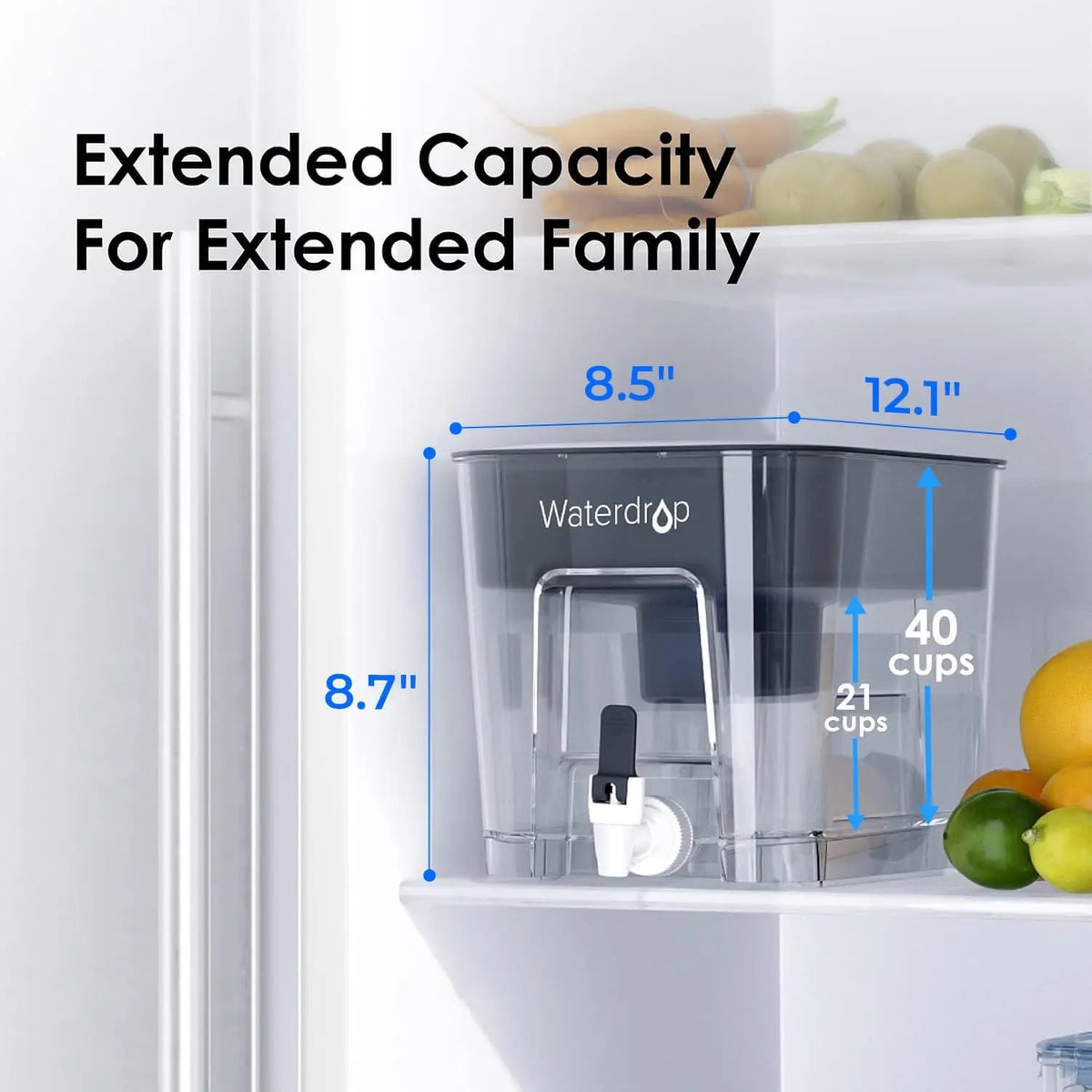 Waterdrop Large Water Filter Dispenser Pitcher Long Life BPA Free
