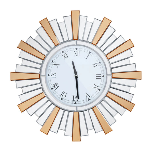 24" Large Wall Clock Silver Mirrored Clock for Living Room Decor, Big Decorative Mirror Wall Clocks Modern Wall Decor Clocks
