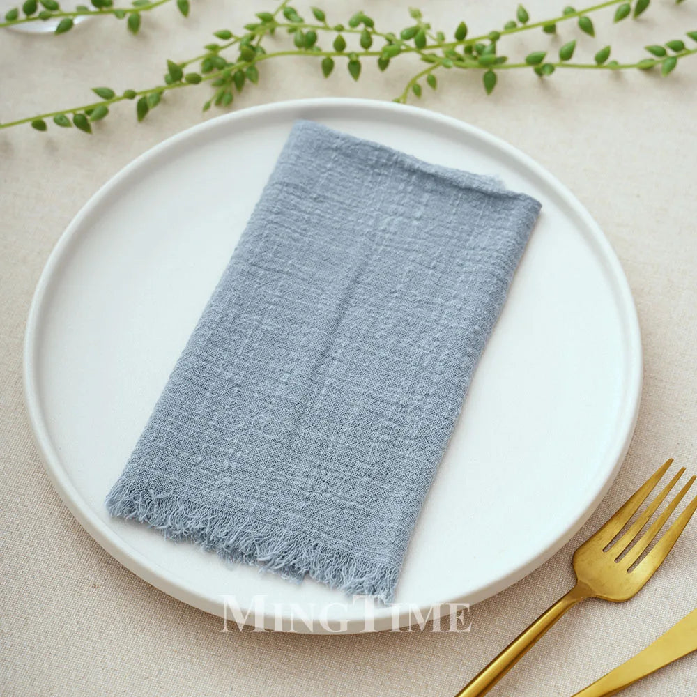 12pcs 42x42cm Cotton Gauze Cloth Napkins Versatile for Dining Wedding Home Decor Rustic Linen Table Napkin Mats Tea Towels