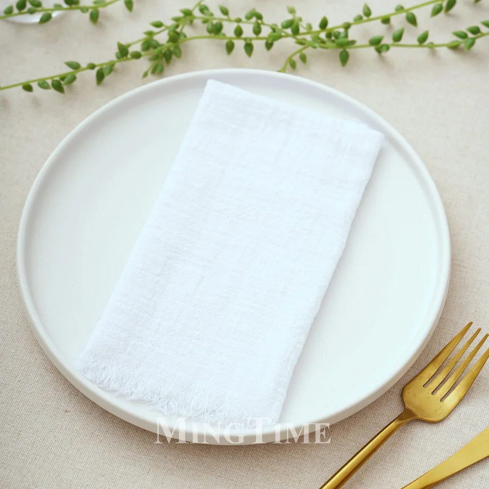 12pcs 42x42cm Cotton Gauze Cloth Napkins Versatile for Dining Wedding Home Decor Rustic Linen Table Napkin Mats Tea Towels