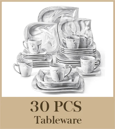 MALACASA Porcelain Dinnerware Set With Cups And Saucers