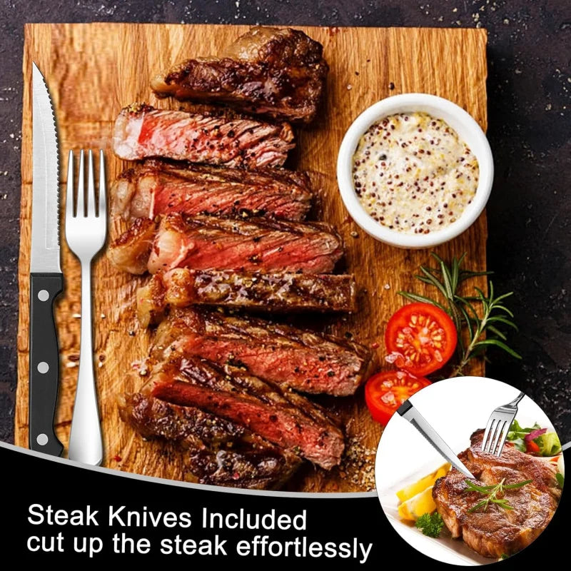 JUNLIN Stainless Steel Silverware Set with Cutlery Organizer for 8