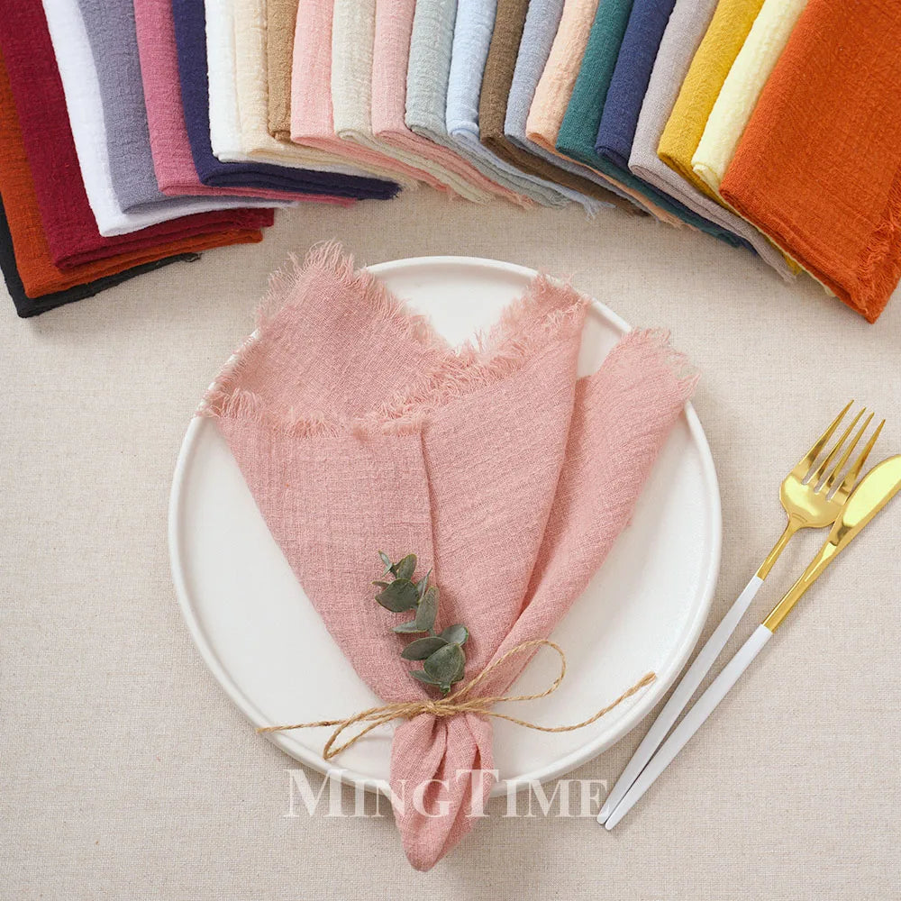 12pcs 42x42cm Cotton Gauze Cloth Napkins Versatile for Dining Wedding Home Decor Rustic Linen Table Napkin Mats Tea Towels