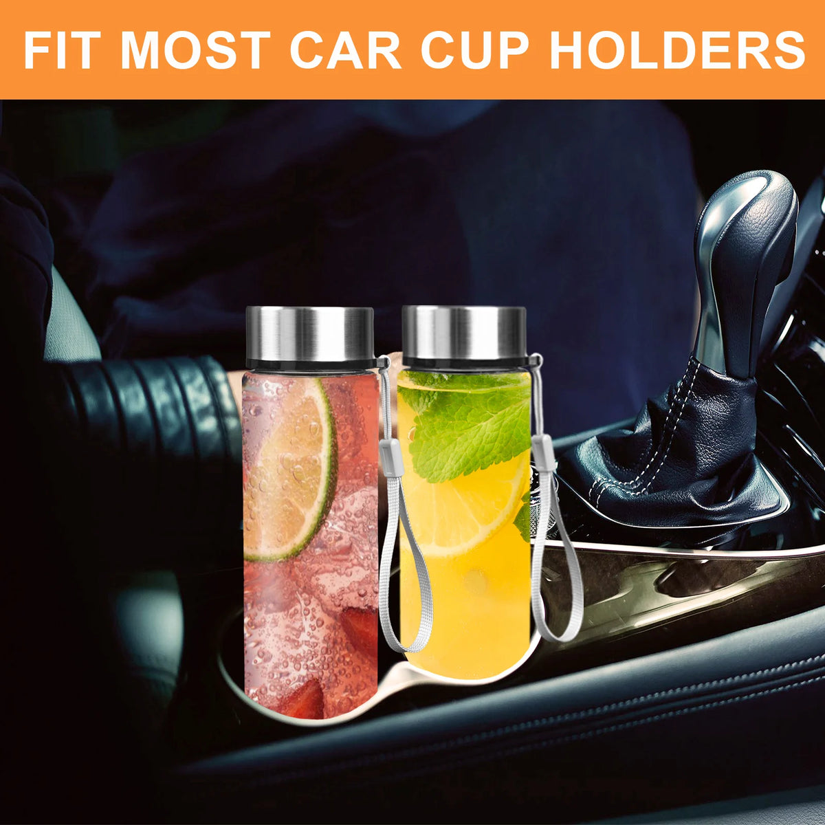HANSMART Juice Bottles  2Pack Wide Mouth Plastic Bottles with Lids for Juicing Smoothies Infused Water Beverage Storage