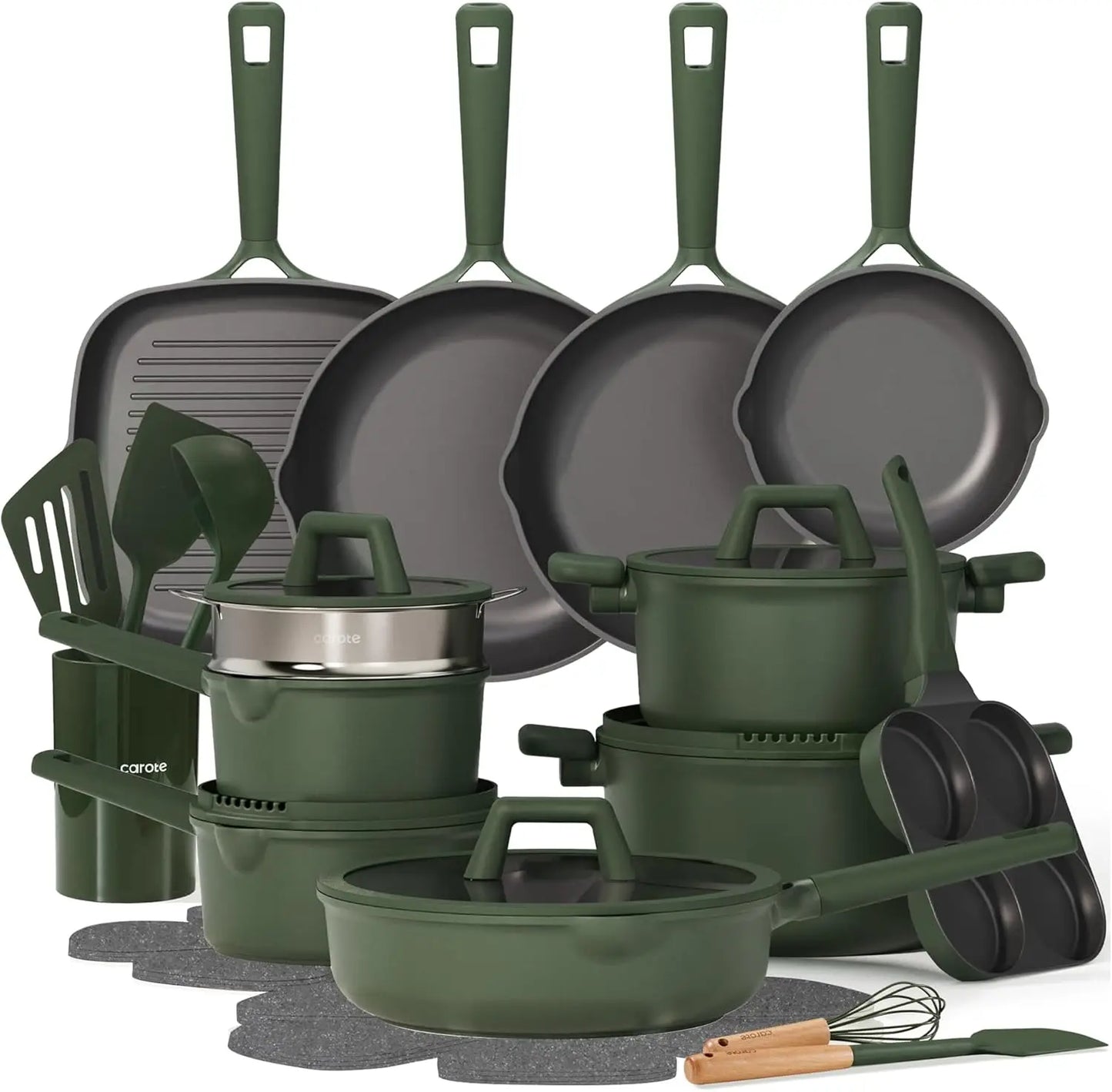 31PCS Pots and Pans Set, Nonstick Cookware Set Kitchen Non Stick Induction Titanium Cookware Non