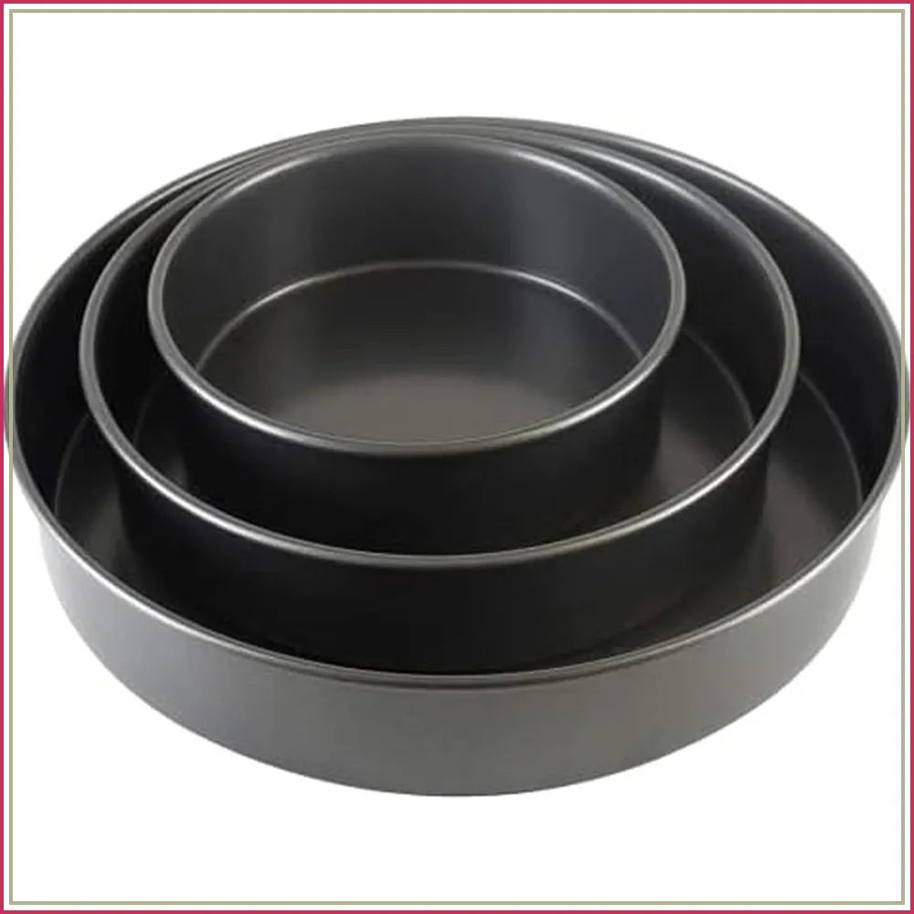 Professional Nonstick Round Cake Pan Set, 3-Piece - 6, 8, 10 Inch, Heavy-Weight Aluminized Steel for Even Baking