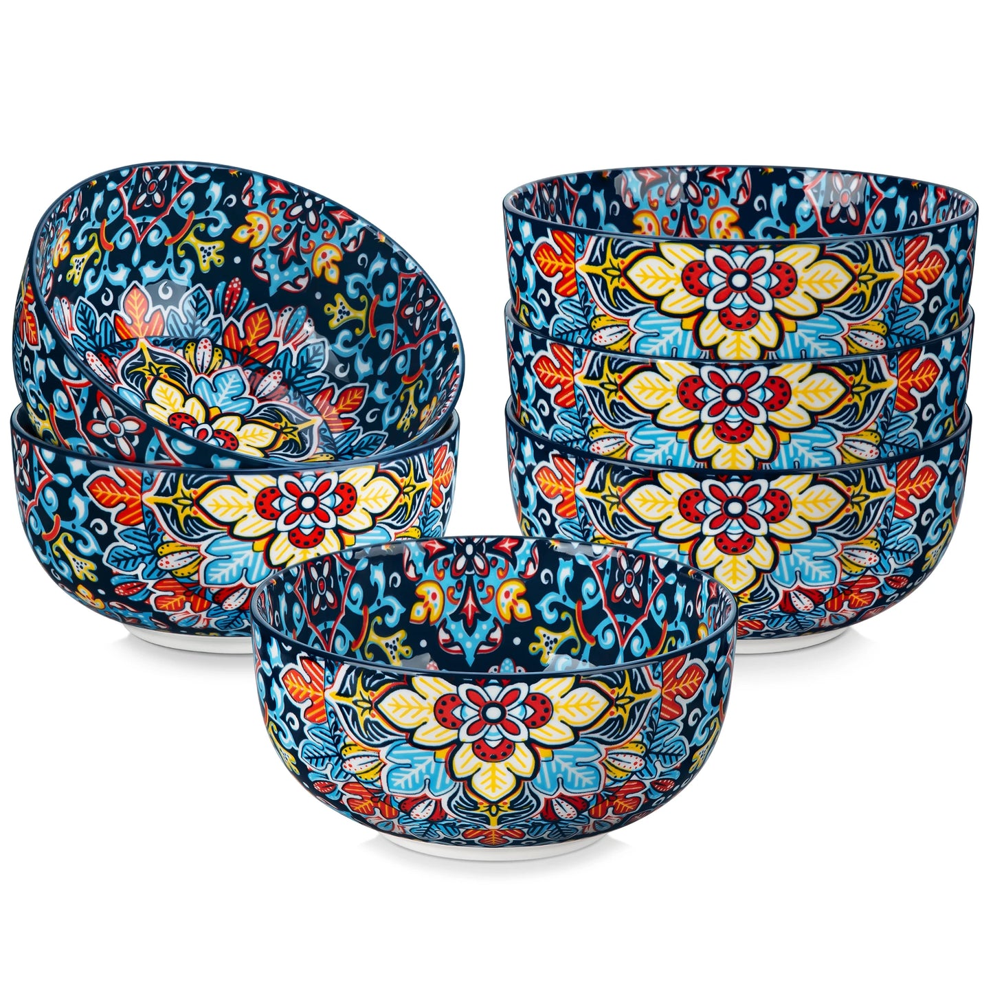 vancasso 6/12 Piece Cereal Bowls Set 28 Oz Ceramic Soup Bowls Bohemian style for Salad/Pasta/Rice/Oatmeal/Fruit/Cereal for  6