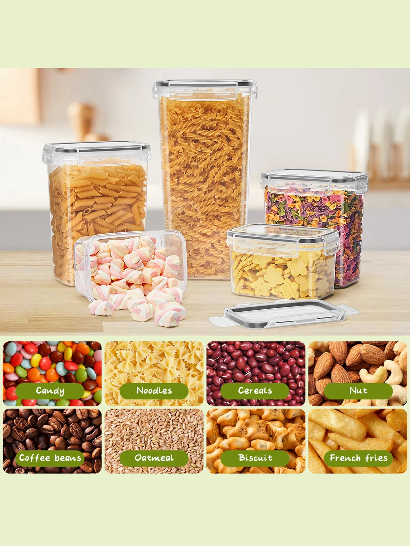 48pcs，kitchen gadgets, sealed pasta boxes with LIDS, labels and markings - versatile containers for pasta, dry food