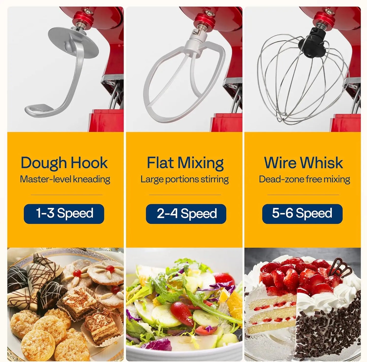 3-in-1 Stand Mixer, 6 Quart Electric Tilt-Kitchen Mixer with Bowl, Multifunctional Food Mixer with