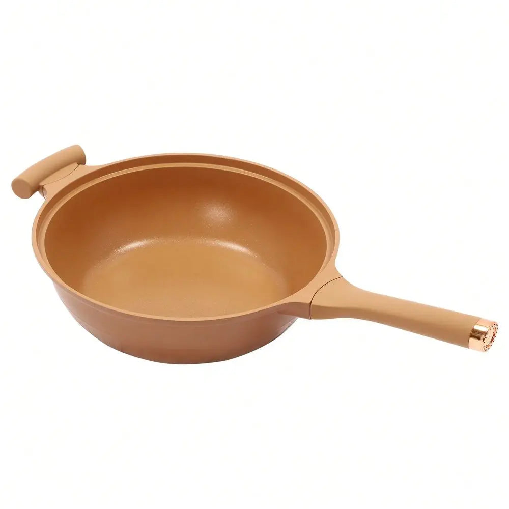 Multifunctional Non-Stick Clay Wok With Steamer Basket Frying Pan, 12.6in Pottery Clay Non-Stick Micro Pressure Pot 2-In-1 Micr