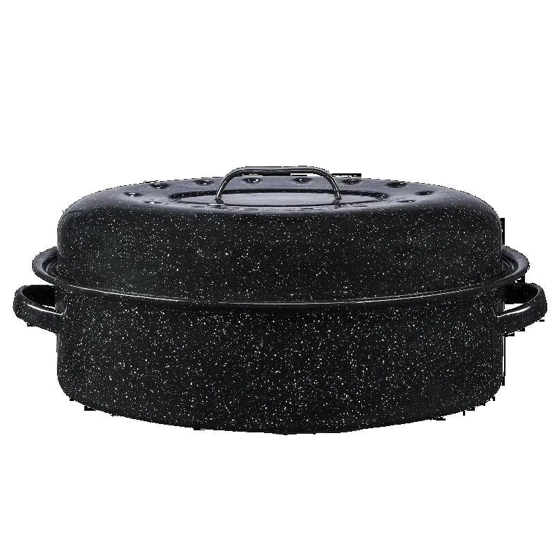 18" Covered Oval Roaster, 15 Pound Capacity, Roasting Pan