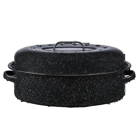 18" Covered Oval Roaster, 15 Pound Capacity, Roasting Pan