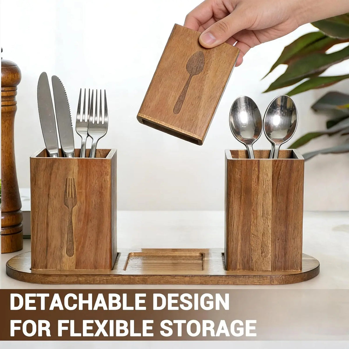 Garvee Acacia Wood Kitchen Utensil Holder Storage Organizer