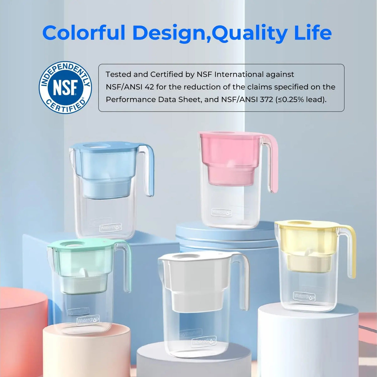 Waterdrop NSF Certified Water Filter Pitcher With Long Life Filter