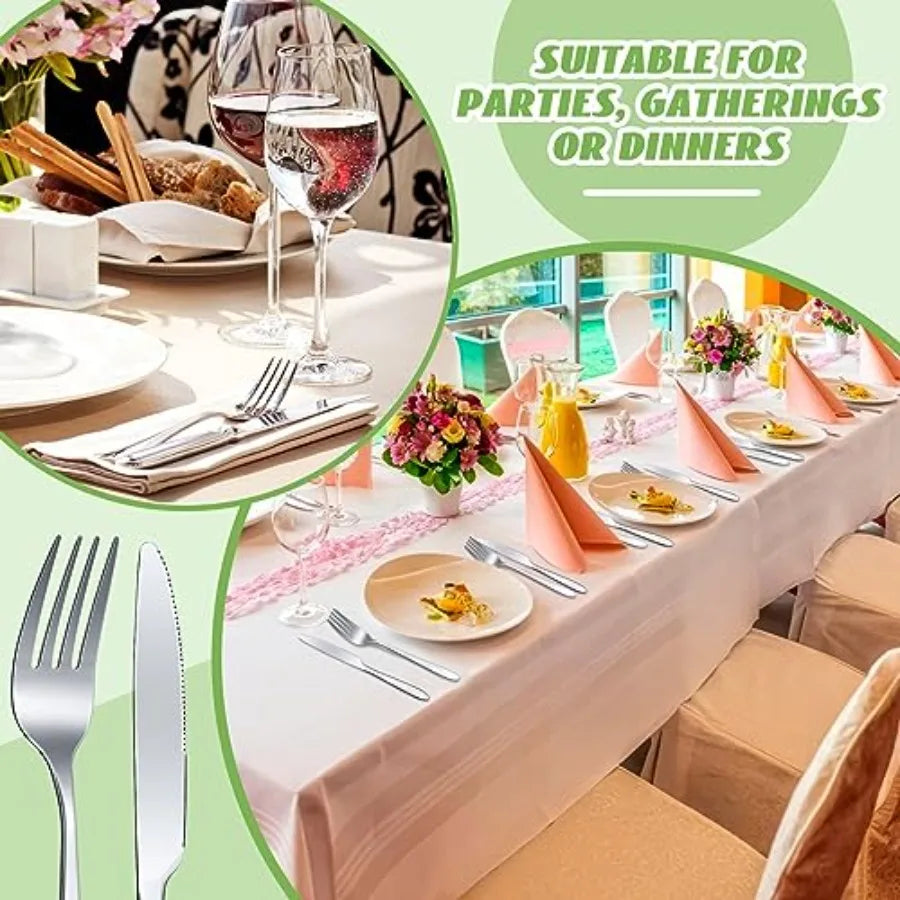 50 Pieces Stainl Steel Forks ware Set Dinner Forks and Knives Flatware Tableware Cutlery Set for Kitchen Restaurant Inch, ch